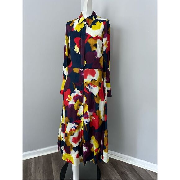 NWT SARA ROKA Shelby Floral A-Line Midi-Dress IT 38 / US 2 $1340 - Picture 5 of 12